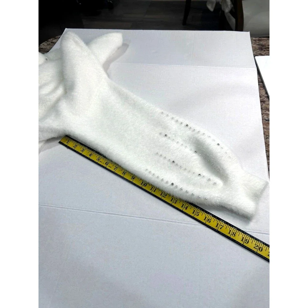 Philosophy Sweater Women’s Size XL Color Cream Pearls & Silver Balls Sleeves - Picture 11 of 12